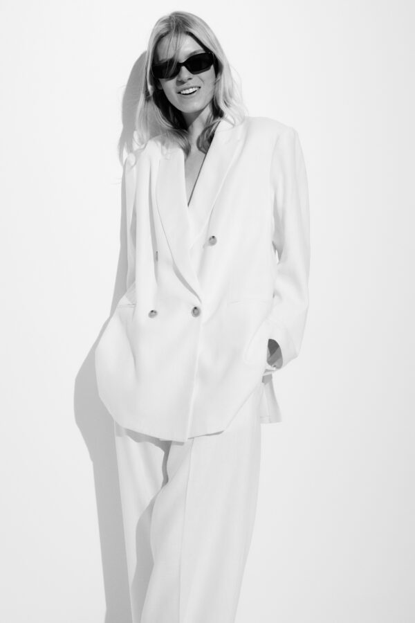 Linen-blend blazer