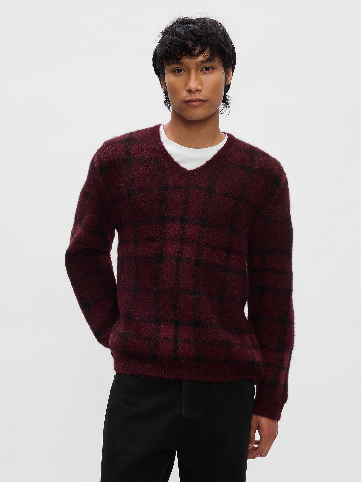 Plaid V-Neck Sweater