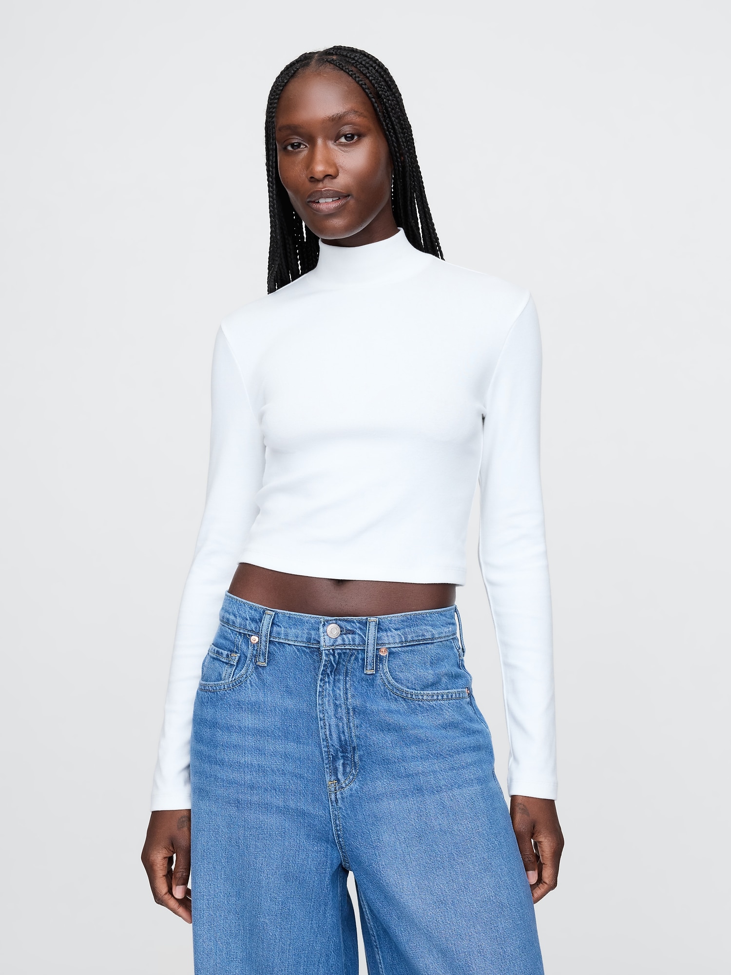 Modern Mockneck Crop Shirt