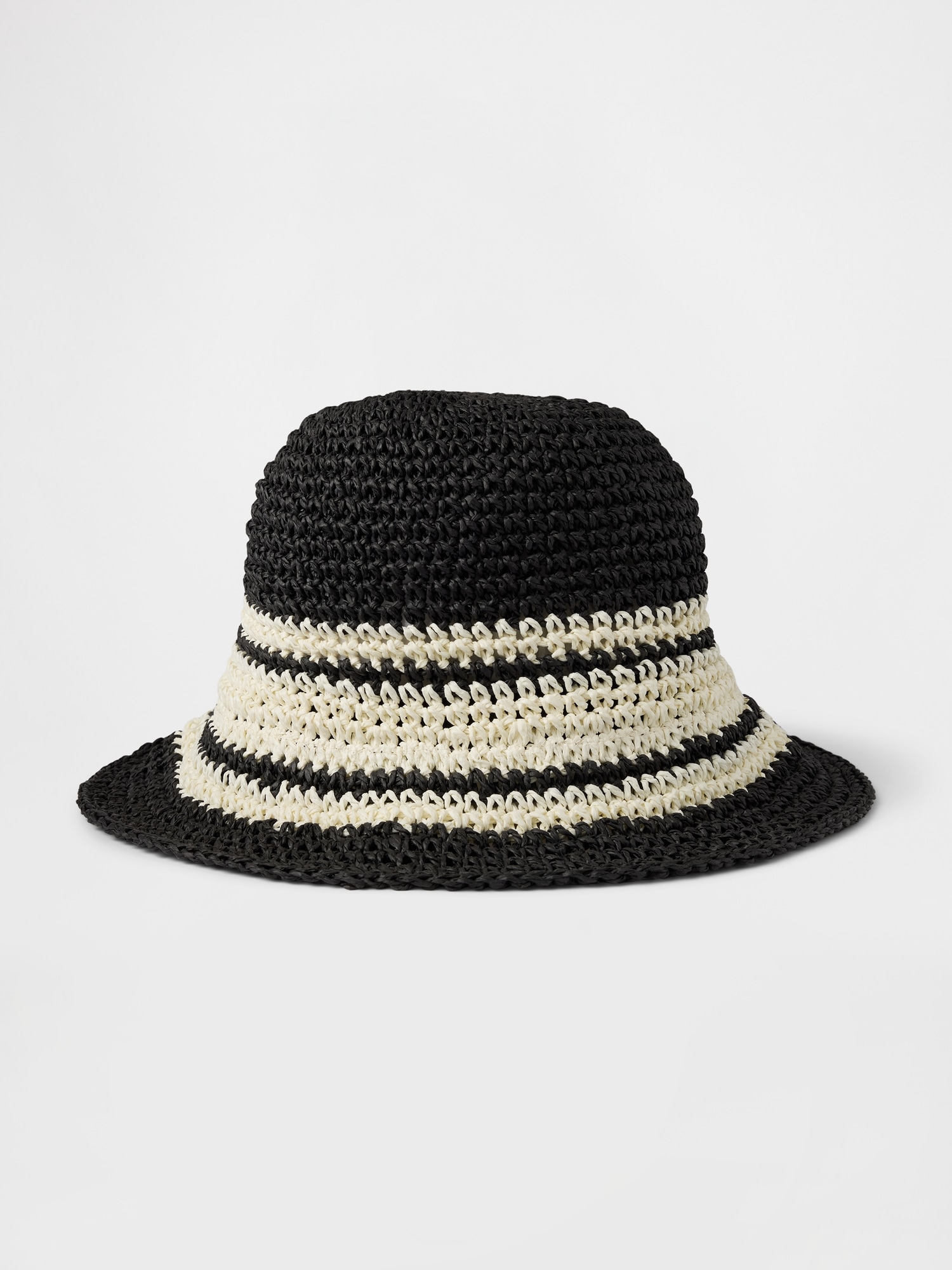 Striped Straw Bucket Hat