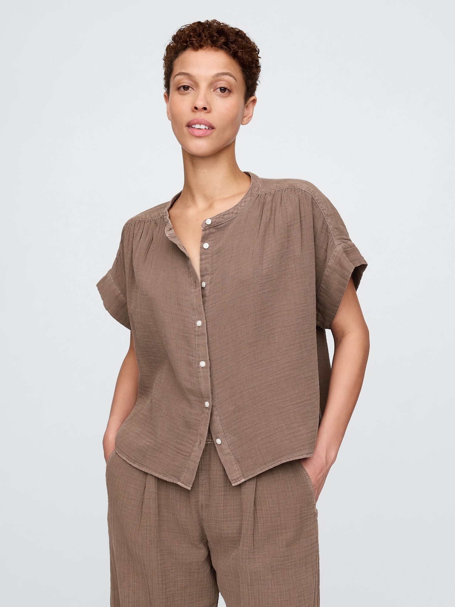 Cotton Gauze Dolman Shirt