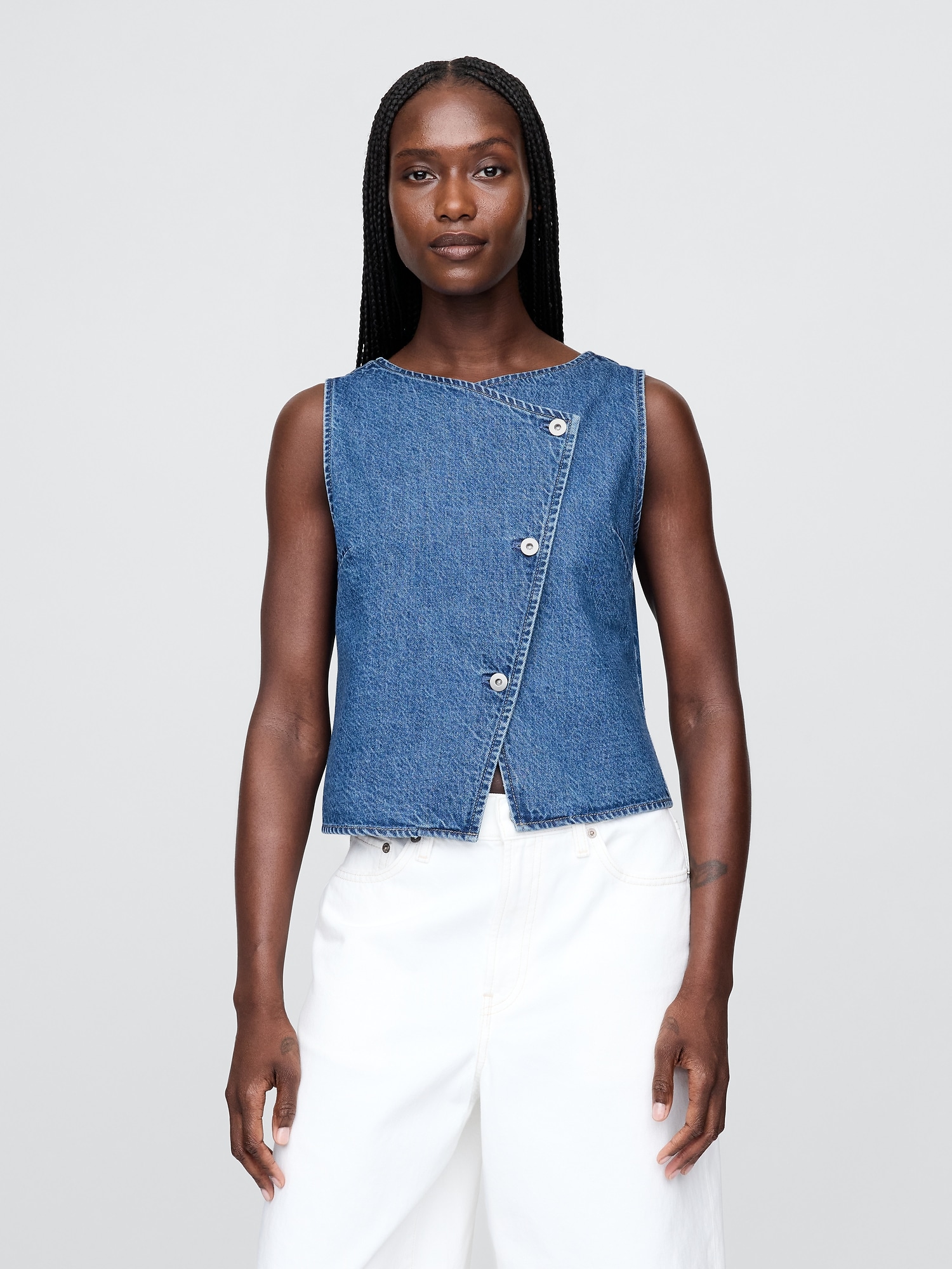 Denim Asymmetrical Vest